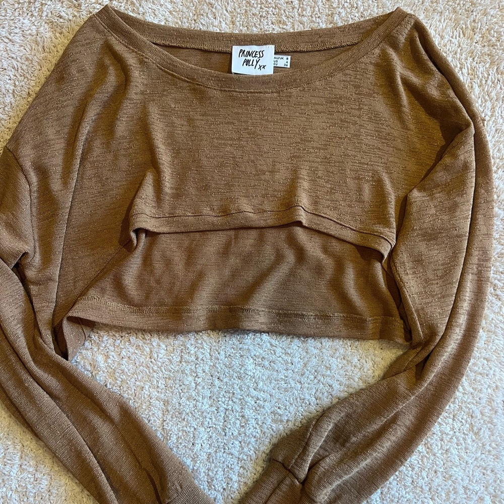 Brand new Princess Polly Tan Bolero Shrug Crop top